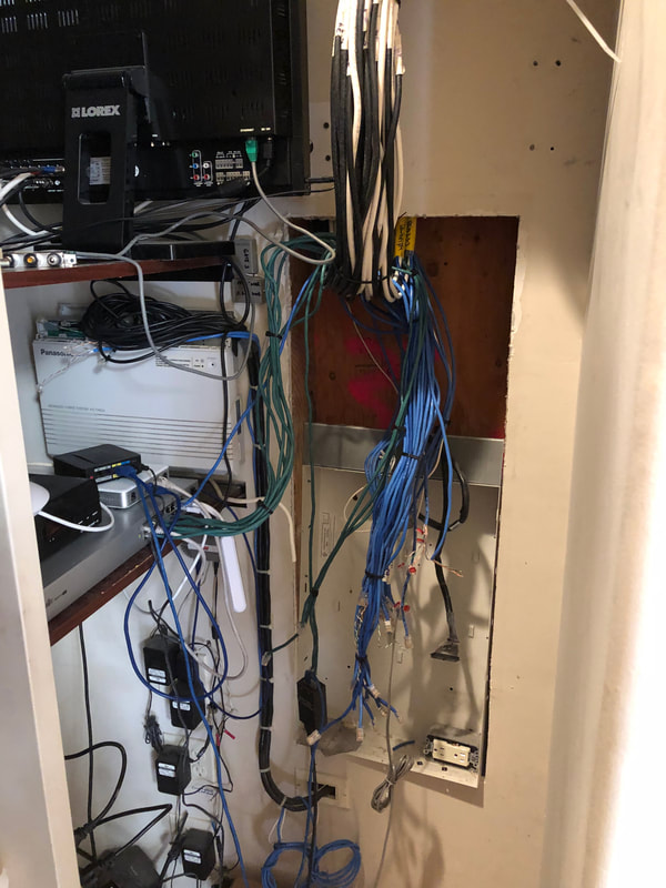 Custom cabinet and running wiring through walls for home network system